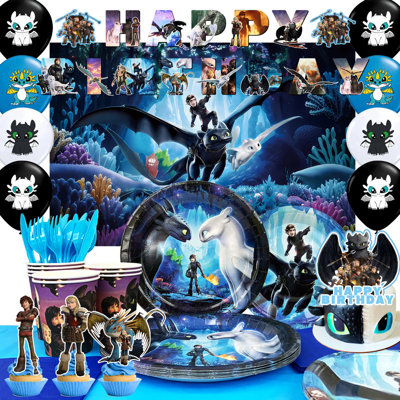 How to Train Your Dragon Birthday Party Supplies,98 Pcs How to Train Your Dragon Birthday Decorations