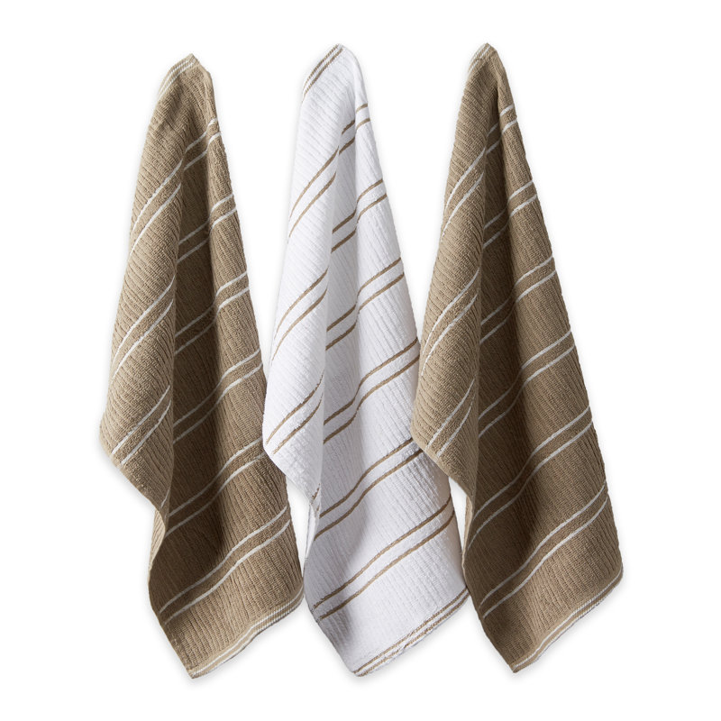 Ribbed Kitchen Towel Linen Set, Mocha