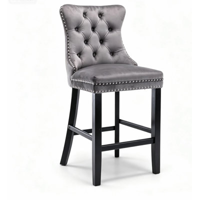 Modern Velvet Upholstered Bar Stools Set