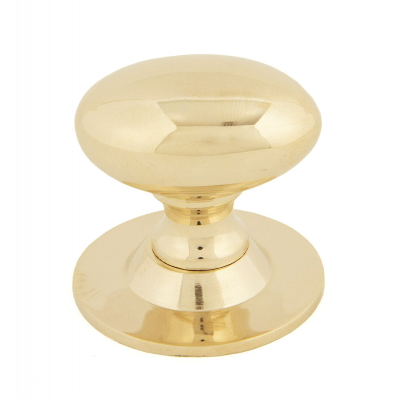 Oval Mushroom Knob, Polished Brass, 2.2cm