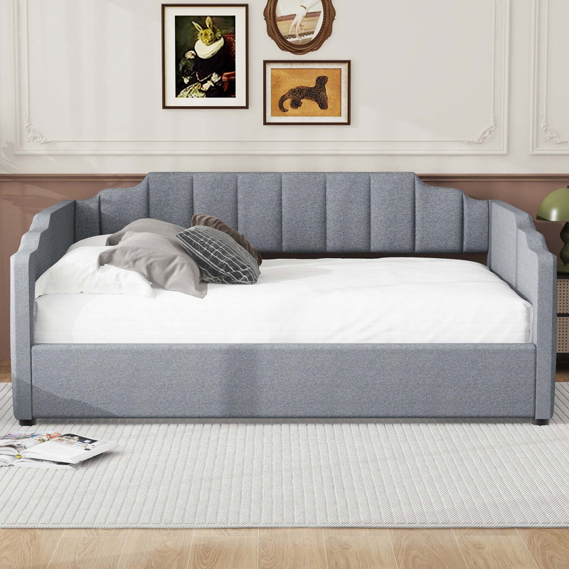 Lit de jour rembourré avec rangement inférieur, Grey, Full/Double