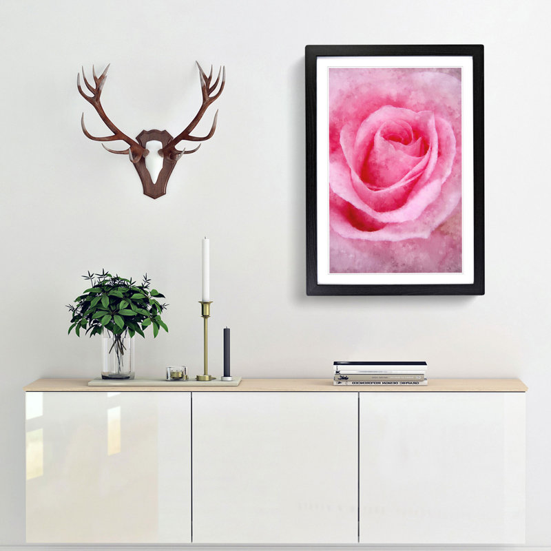 Pink Rose Petals - Single Picture Frame Print on MDF, 63cm H x 45cm W x 2cm D, Black Framed