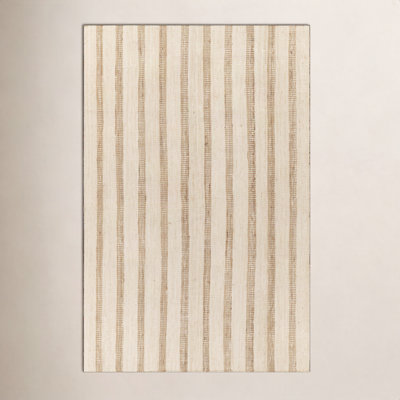 Aadison Ivory Hand-Woven Striped Jute Rug