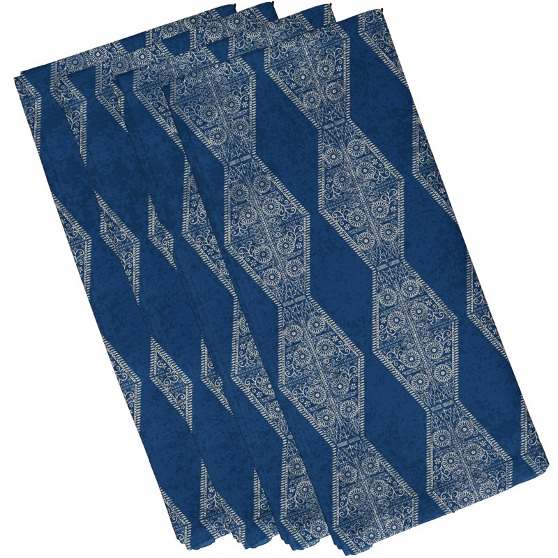 Harrel Polyester Geometric Square Napkin, Blue