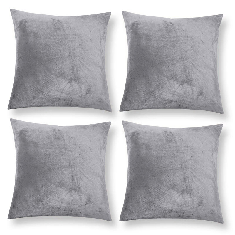 Heavy Crushed Classic Velvet Throw Pillow Cover (Pack of 4), Silver