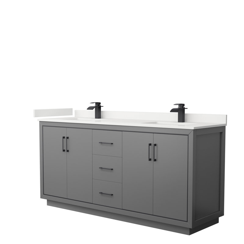 72'' W Double Vanity, Dark Gray, WDX13358, Brushed Nickel