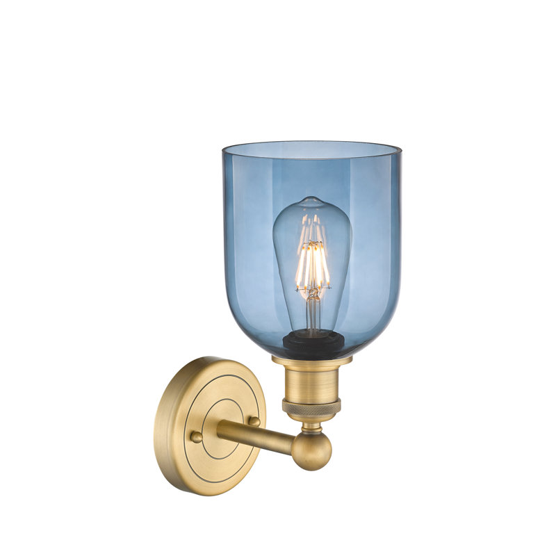 Applique murale 1 lumière 6 "Edison Allysson, Bleu princesse, Laiton brossé