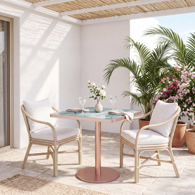 Square Sintered Stone Top Pedestal Dining Table