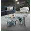 Blue Grey Natural Marble Nested Coffee Table Set for Living Room, Space-Saving &amp; Polished Surface