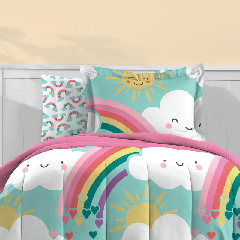 Twin Pink Microfiber Reversible Kids Bed in a Bag Set