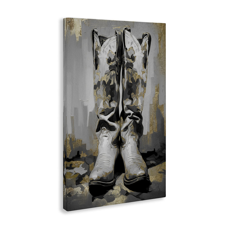 «Glam Streaked bottes», art mural sur toile par Sasha, H 24 po x l 16 po