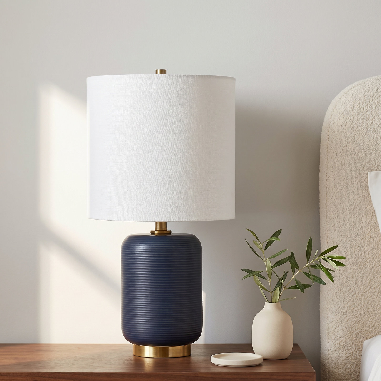 Gracie Table Lamp, Matte Navy/Brushed Brass
