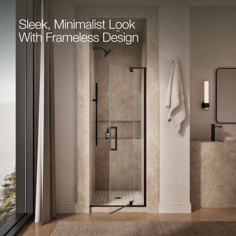 Revel 36'' x 74'' Pivot Shower Door with CleanCoat® Technology, Anodized Dark Bronze