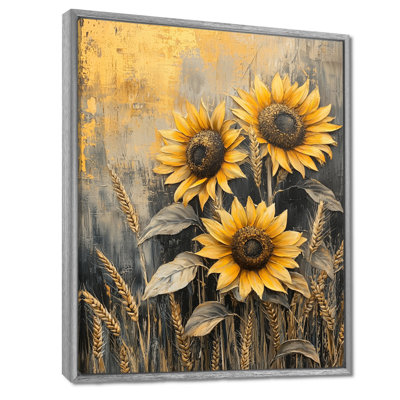 «Dovber Sunflowers In A Wheat Meadow II», reproduction sur toile encadrée