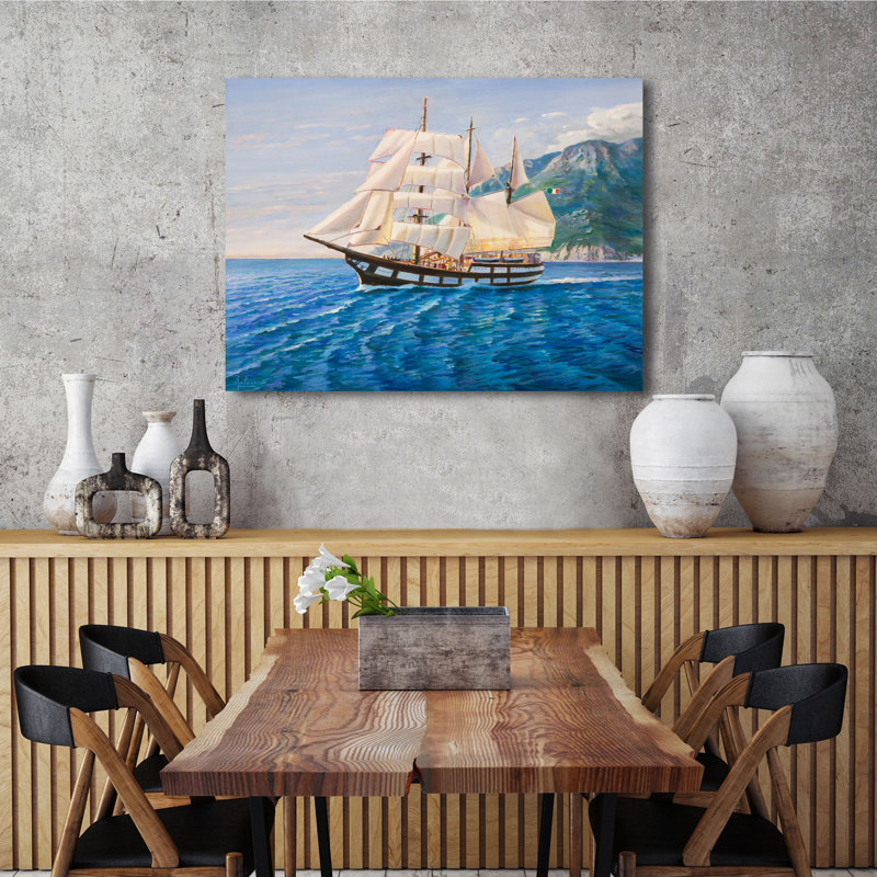 3AD6453 Schooner by Adriano Galasso - Wrapped Canvas Painting, 70cm H x 100cm W x 4cm D