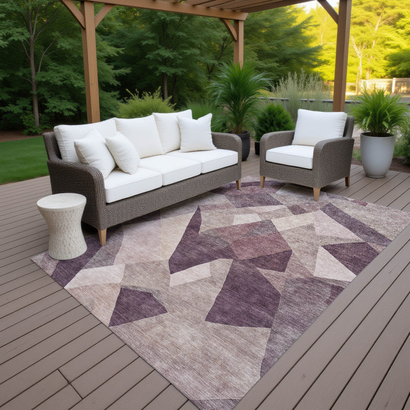 Machine Washable Indoor/Outdoor Kesler ACN2374 Abstract Rug, Rectangle 10' x 14'