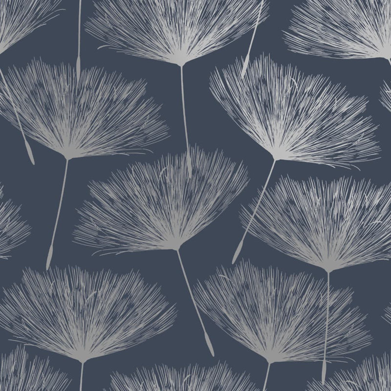 Dutch Wallcoverings Wallpaper Fleur, Navy Blue/Grey
