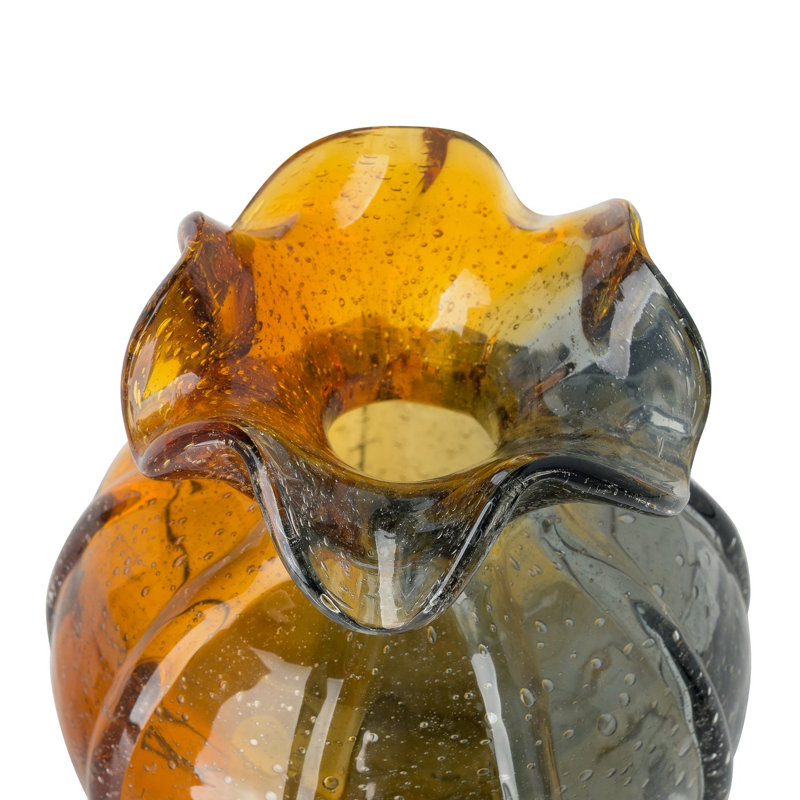 Vase d'art en verre bicolore 6 "pour petits arrangements Solara (ambre / gris), Ambre / gris