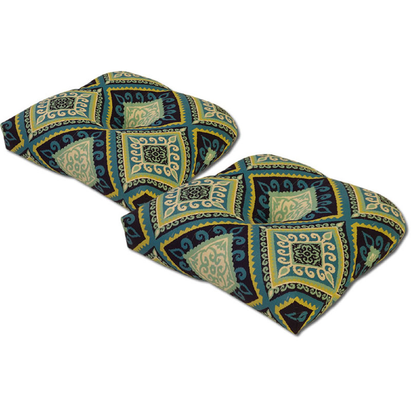 Coussin de chaise d'extérieur espagnol, Mélange de polyester bleu / vert