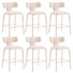 Tabouret de bar en tissu beige avec repose-pieds chromé, tabouret de bar de 26 po de hauteur avec siège rembourré et structure en métal pour îlot de cuisine