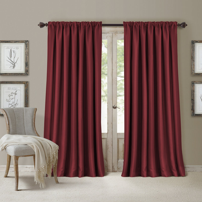 Ardmore Polyester Room Darkening Single Curtain Panel, Rouge, 52" W x 84" L