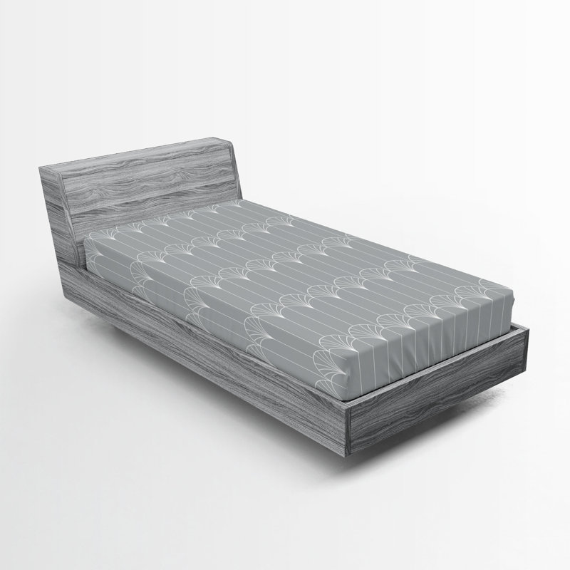  Drap-housse abstrait, Gris / blanc, Drap-housse pour lit simple TG