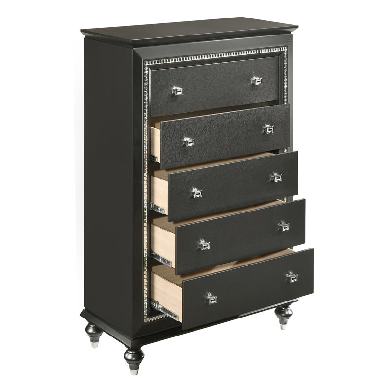 Commode 5 tiroirs Kamaiyah, Gris métallique