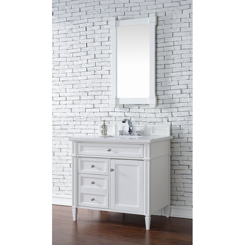 Brittany 36'' W Single Vanity, Carrara White, Bright White, 8" Widespread