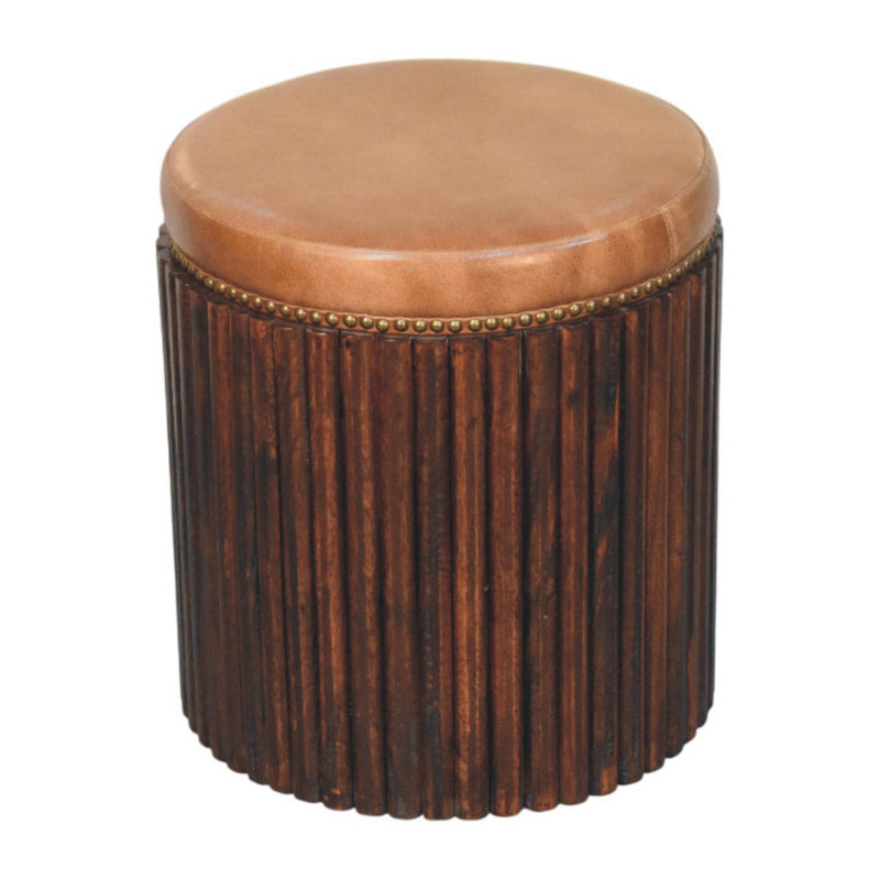 Tabouret d'appoint en cuir côtelé