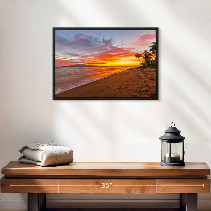 Kaanapali Neruda Sunset, 19 po x 13 po, Cadre flottant noir