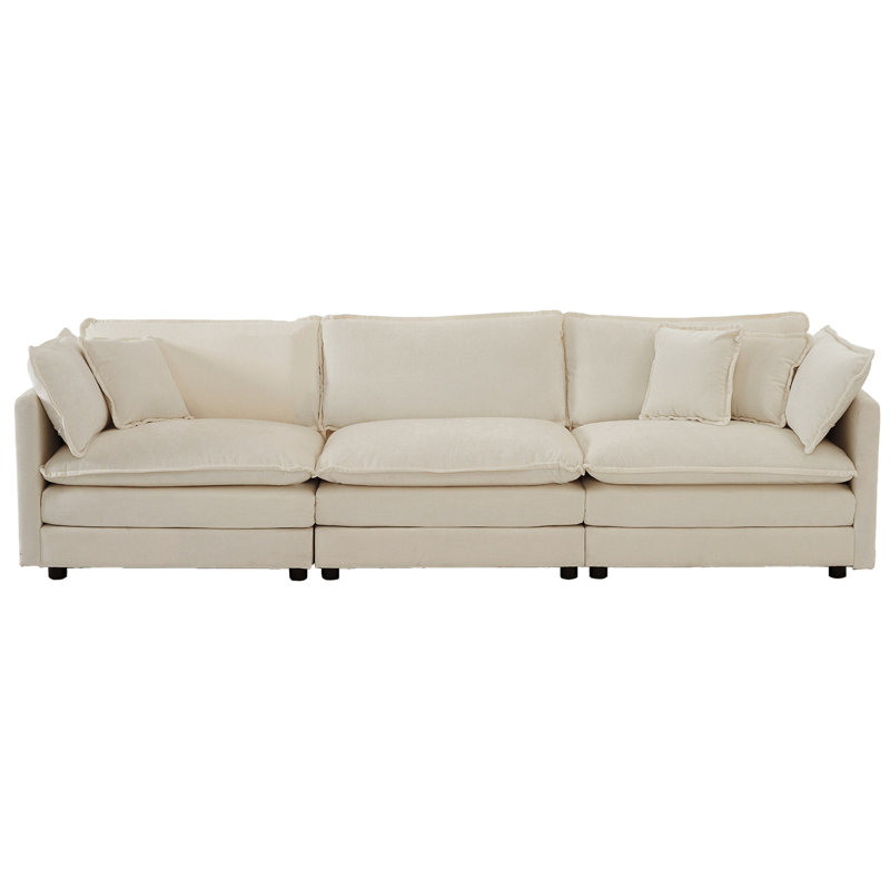 3 canapé en chenille beige pour la maison, le tissu et la construction.