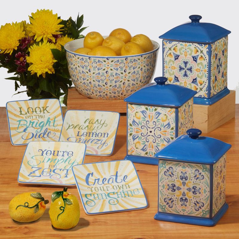 Lemonade Set Of 4 Canape Plates, 6" Asst.
