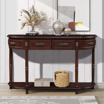 Console 52 po avec 2 tiroirs en bois massif