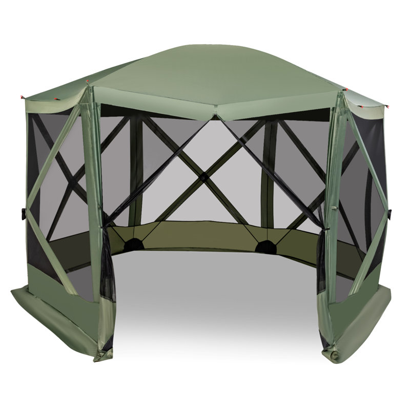 Tente escamotable à 6 côtés avec 2 panneaux à vent pour le camping 11,5 x 11,5 pi Costway