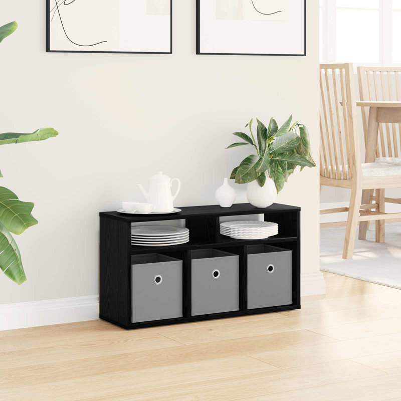 TV Stand, 14.96'' H x 28.35'' W x 8.86'' D, Black Oak
