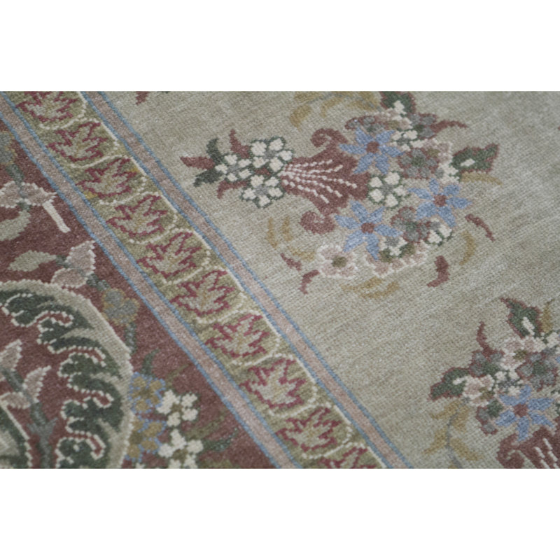 Tapis beige et rouille de haute qualité noué à la main