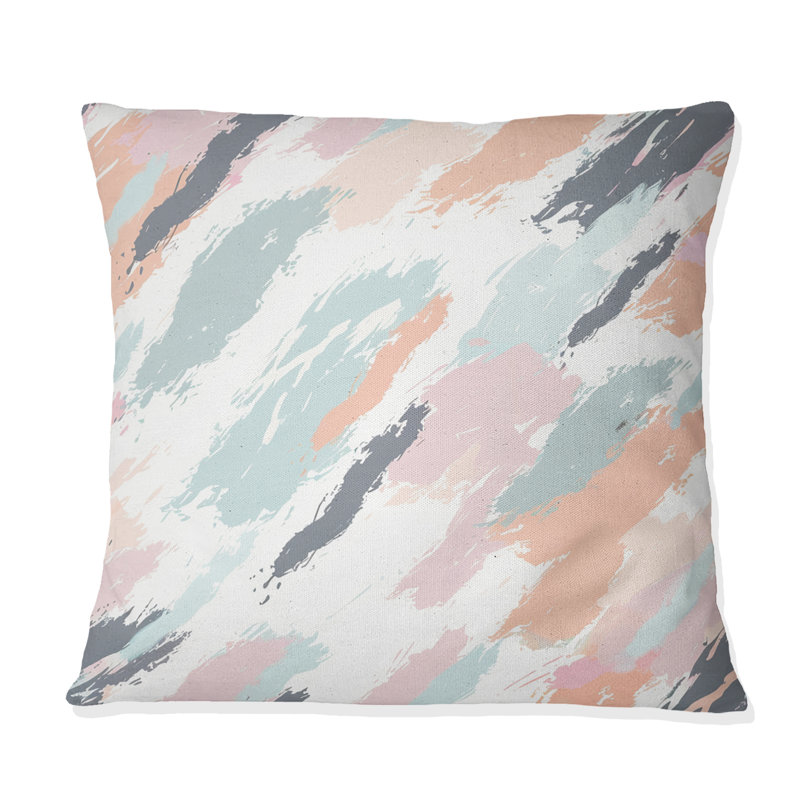 Coussin Boho II rose et vert, H 16 po x l 16 po