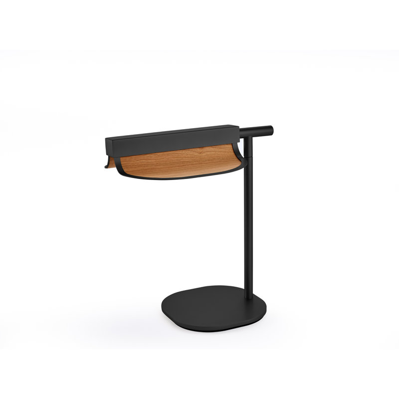Omma LED Table Lamp, Matte Black, Natural Cherry