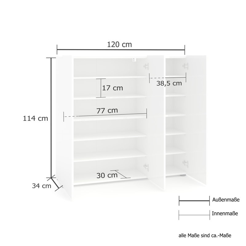 Cania 30 Pair Shoe Storage Cabinet, Anthracite Gloss