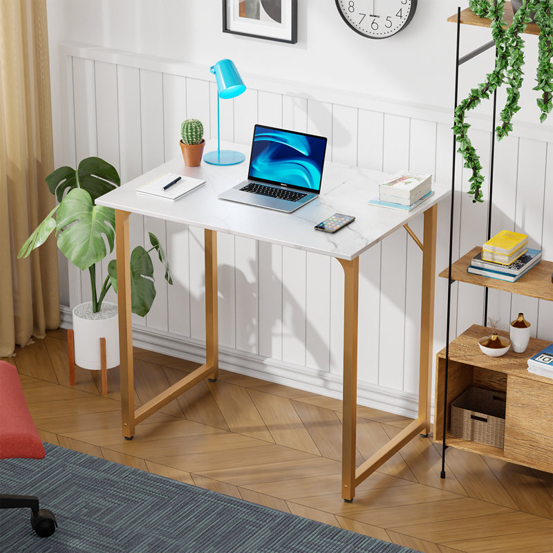 Office Desk Small Computer Desk Study and Writing Table Simple Modern Desk with Metal Frame for Home Office