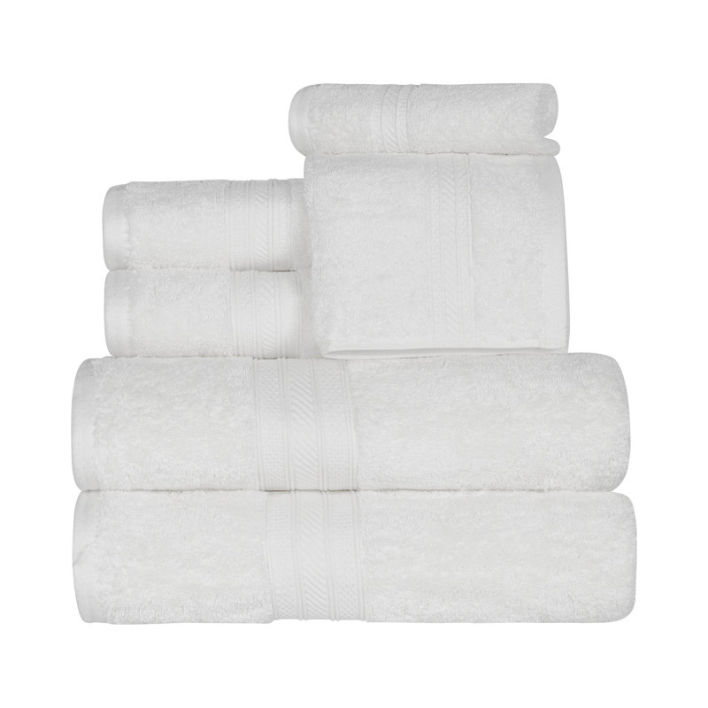 Ensemble de serviettes 6 pièces en coton peigné à longues fibres de 700 g/m² Glenlee, Blanc