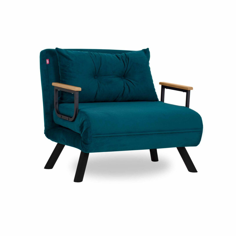 Fauteuil futon de 23,6 po Taplin, 100% polyester vert pétrole