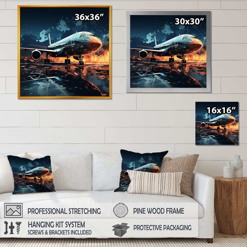 Avions, derniers chèques, piste II, sur toile, Toile tendue, H 24 po x l 24 po