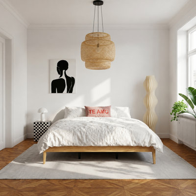 Modern Solid Bamboo Platform Bed Frame with Wood Slat Support, 15 Inch Height, No Box Spring Required
