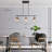 6-Light Black & Gold Linear Pendant with Globe Seeded Glass Shade for Kitchen Island 