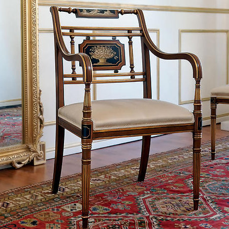 Ladder Back Arm Chair in Cherry/Beige