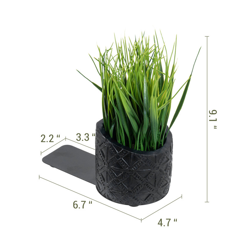 Faux Grass Black Decorative Bookends
