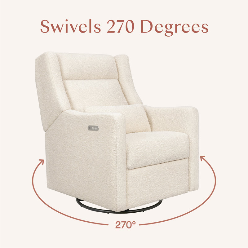 Kiwi Plus Power Recliner and Swivel Glider with Power Adjustable Headrest and USB Port, Performance Ivory Boucle