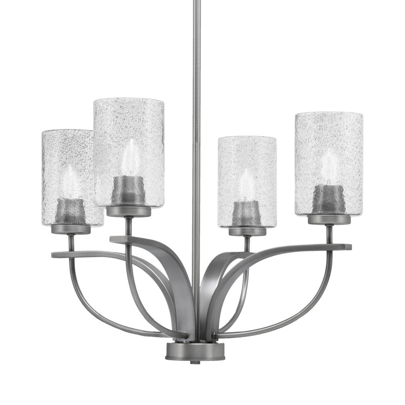 Lustre 4 lumières verticales Unia illustré en finition graphite avec verre fumé de 4 po