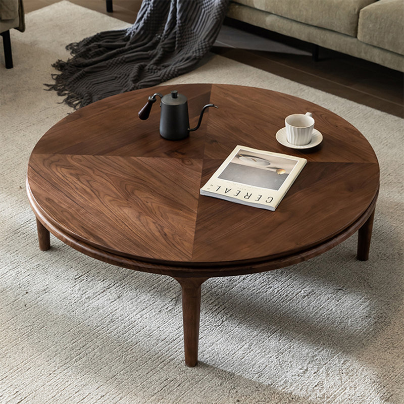 Black walnut solid wood end table, 13.8" H x 35.4" L x 35.4" W